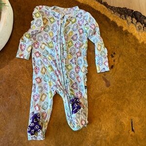 LEV Baby Gemstone Print Bamboo Zipper Footie Pajamas | 6–9M